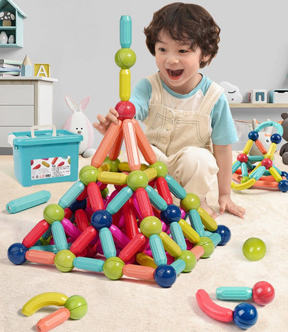 Blocos de Brinquedo Magnéticos - Bolas Magnéticas Educacionais - Salanas