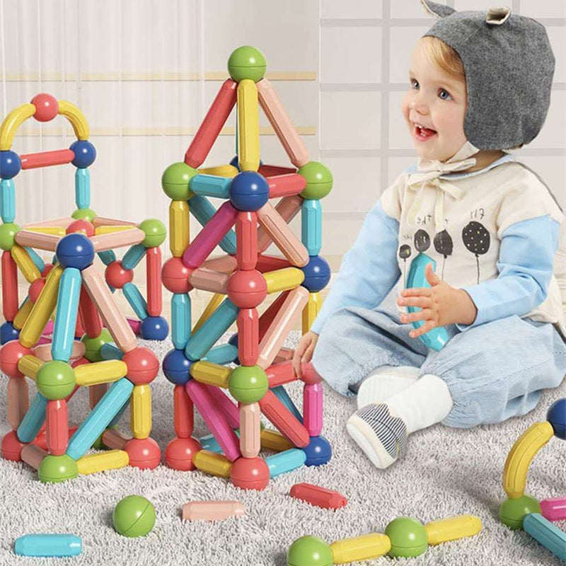 Blocos de Brinquedo Magnéticos - Bolas Magnéticas Educacionais