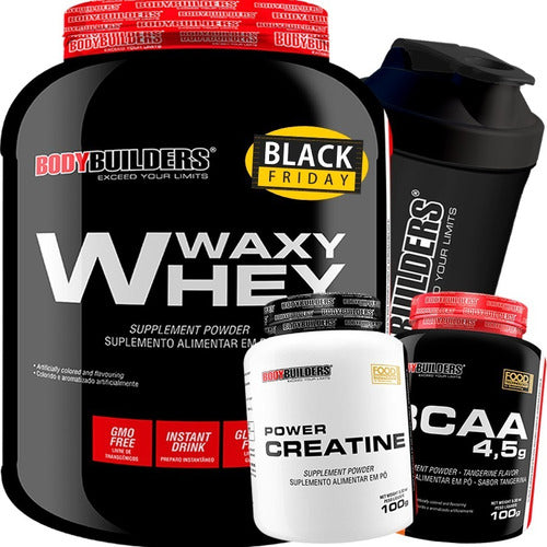 Kit Whey Protein 2kg + Bcaa + Creatina + Shaker - Salanas® - Salanas