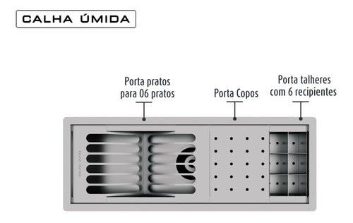 Escorredor Louça Inox Calha Úmida Embutido Sobrepor Canal - Salanas® - Salanas