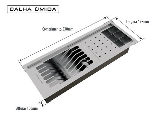 Escorredor Louça Inox Calha Úmida Embutido Sobrepor Canal - Salanas® - Salanas