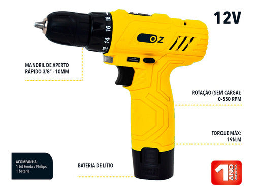 Parafusadeira Furadeira Bateria 12v Bivolt + Acessorios - Salanas® - Salanas