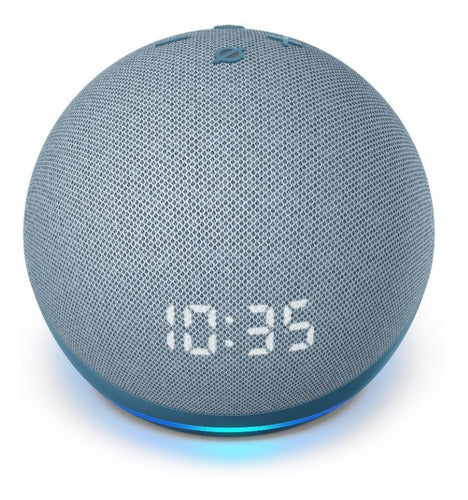 Amazon Echo Dot 4th Gen with clock com assistente virtual Alexa, display integrado twilight blue 110V/240V - Salanas® - Salanas