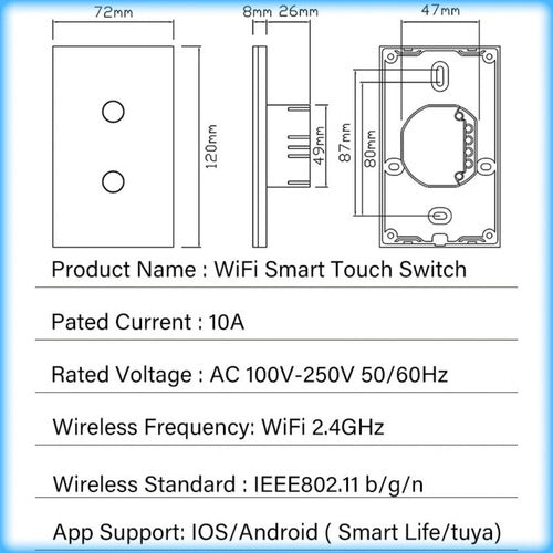 Interruptor Inteligente Wi-fi 2 Botões Alexa Google Home App - Salanas® - Salanas