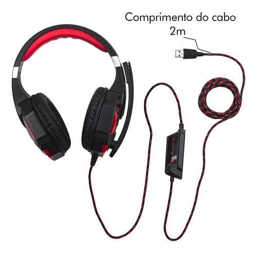 Fone Headset Gamer Usb Led C/ Mic Haiz P/ Pc E Vídeo Game - Salanas® - Salanas