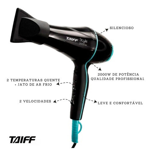 Secador De Cabelo Taiff 2000w + Prancha Taiff Ceramic Bivolt - Salanas® - Salanas