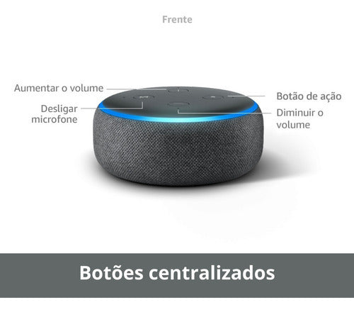 Amazon Echo Dot 3rd Gen com assistente virtual Alexa carvão 110V/240V - Salanas® - Salanas