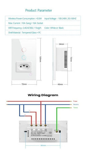 Interruptor Wifi 1 Botão + Tomada Casa Inteligente Voz Alexa - Salanas® - Salanas