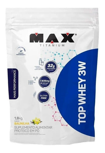 Suplemento em pó Max Titanium Top Whey - 3W proteínas Top Whey 3W Baunilha 1.8kg - Salanas® - Salanas