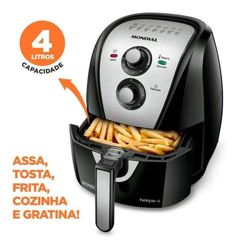 Air fryer Mondial Family Inox AFN-40 de 4L cor black/inox - Salanas® - Salanas