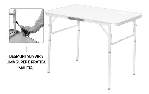 Mesa Dobravel Portatil Vira Maleta Camping Praia 90x60 - Salanas® - Salanas