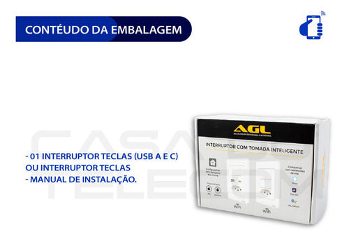 Interruptor 02 Teclas + Tomada Wifi+ Usb + Usb Tipo C Alexa - Salanas® - Salanas