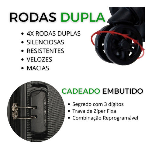 Kit Conjunto 2 Malas Viagem Bordo Rodas Dupla Fibra - Salanas® - Salanas