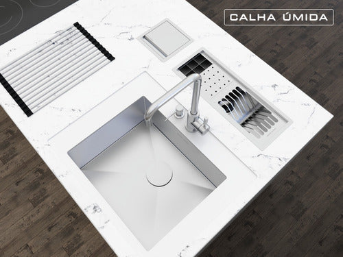 Escorredor Louça Inox Calha Úmida Embutido Sobrepor Canal - Salanas® - Salanas