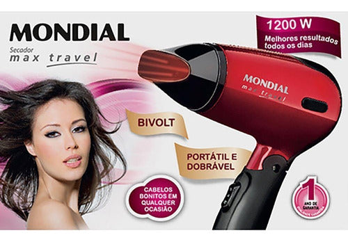 Secador de cabelo Mondial Max Travel SC-10 vermelho e preto 110V/220V - Salanas® - Salanas