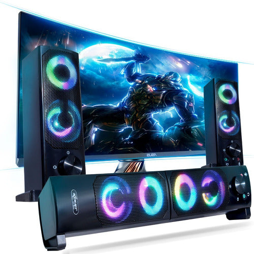 Caixa Som Gamer Soundbar Led Rgb Note Pc Note Xbox Tv P2 Usb - Salanas® - Salanas