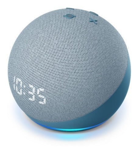 Amazon Echo Dot 4th Gen with clock com assistente virtual Alexa, display integrado twilight blue 110V/240V - Salanas® - Salanas