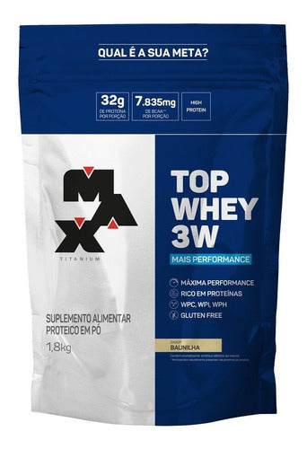 Suplemento em pó Max Titanium Top Whey - 3W proteínas Top Whey 3W Baunilha 1.8kg - Salanas® - Salanas