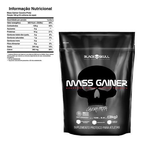 Mass Gainer 3kg + Bcaa + Creatina + Shaker - Black Skull - Salanas® - Salanas