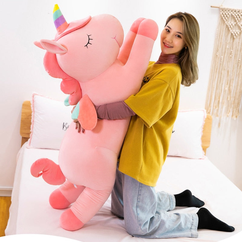 Urso De Pelúcia Unicórnio Rosa Super Macio (100cm) - Salanas