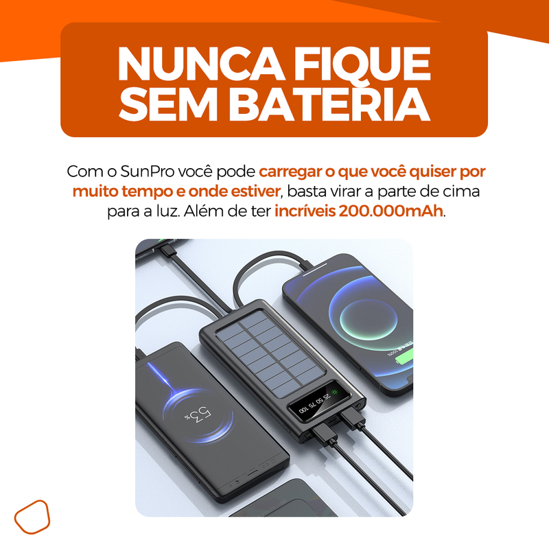 Carregador Portátil SunPro 200.000mAh | OFERTA DE VERÃO + BRINDE 🔥