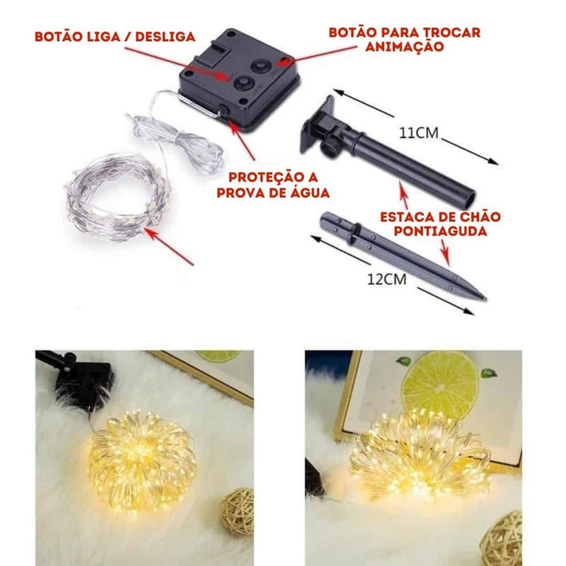 Pisca Pisca Natal Solar com 8 Modos de Iluminação - Tazzi