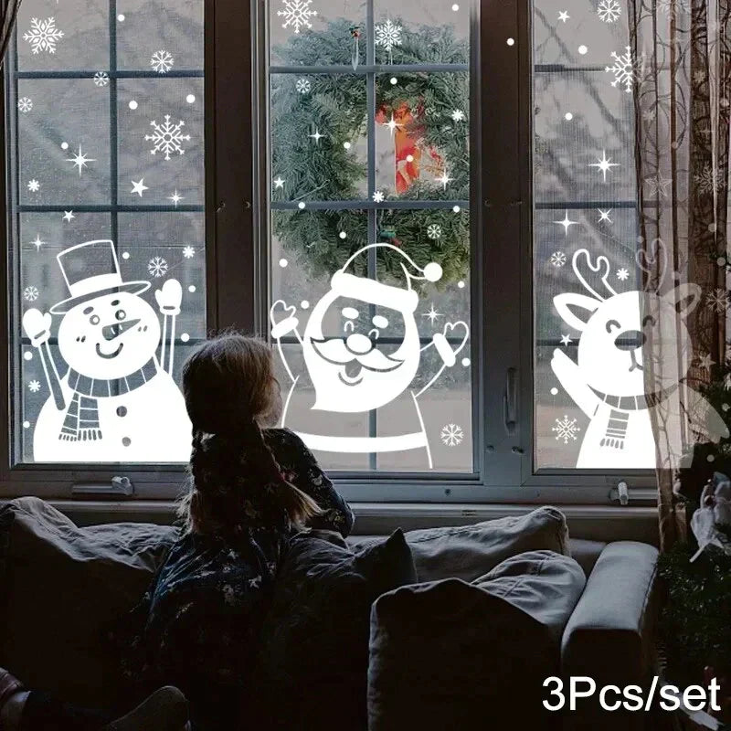 Conjunto Adesivos Decoração de Natal para Janelas 3 Peças