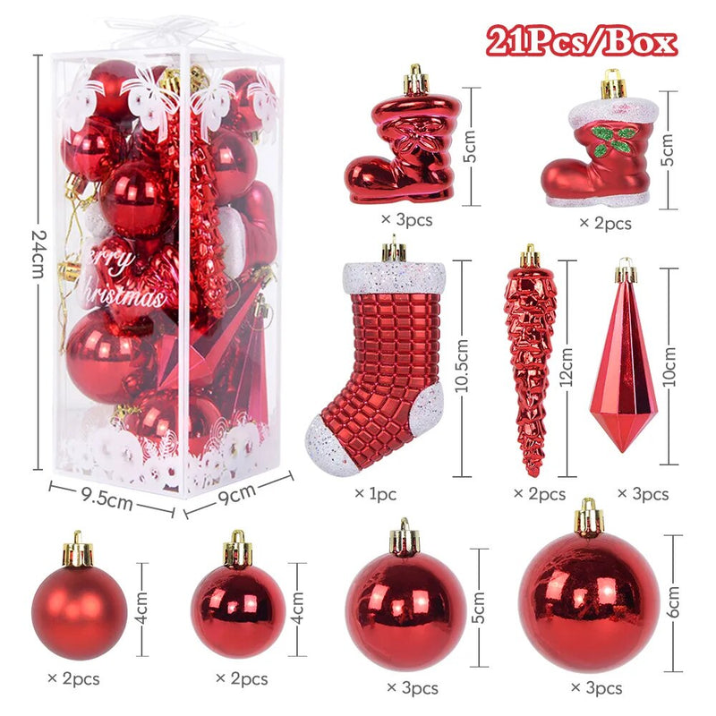 Conjunto Decorações Pendentes para Árvore de Natal Ice Christmas 21 Peças