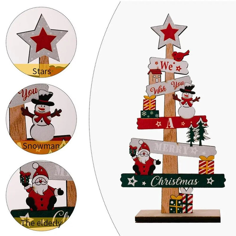 Árvore de Natal de Mesa Placas Decoração em Madeira